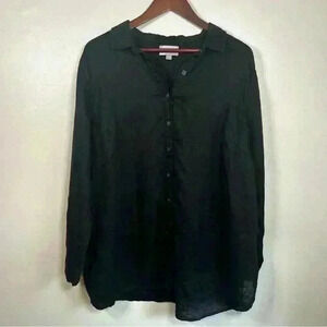 Ryllace Black Linen Long Sleeve Button Up Shirt‎ Women Size 18